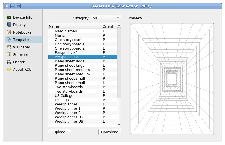 Screenshot of Templates Pane