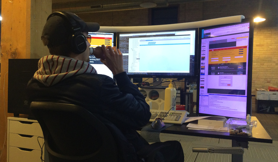 Davis at his desk